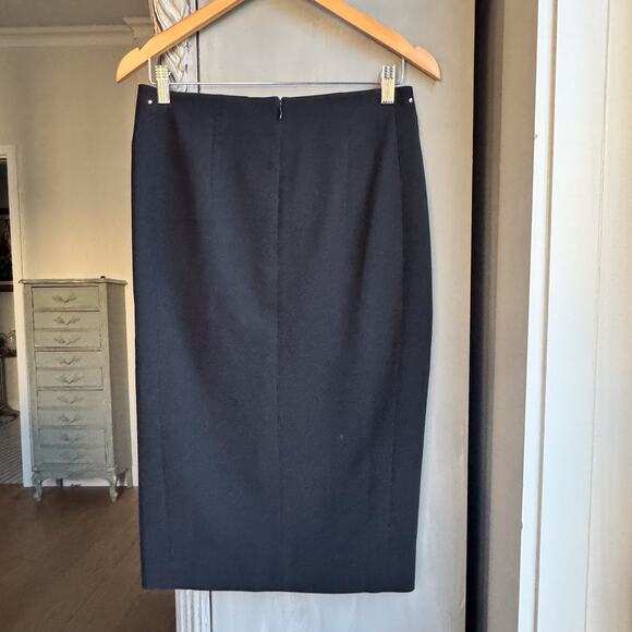 White House Black Market Black Pencil Skirt Sz 6 Gold Stud Embellishments - Picture 2 of 8